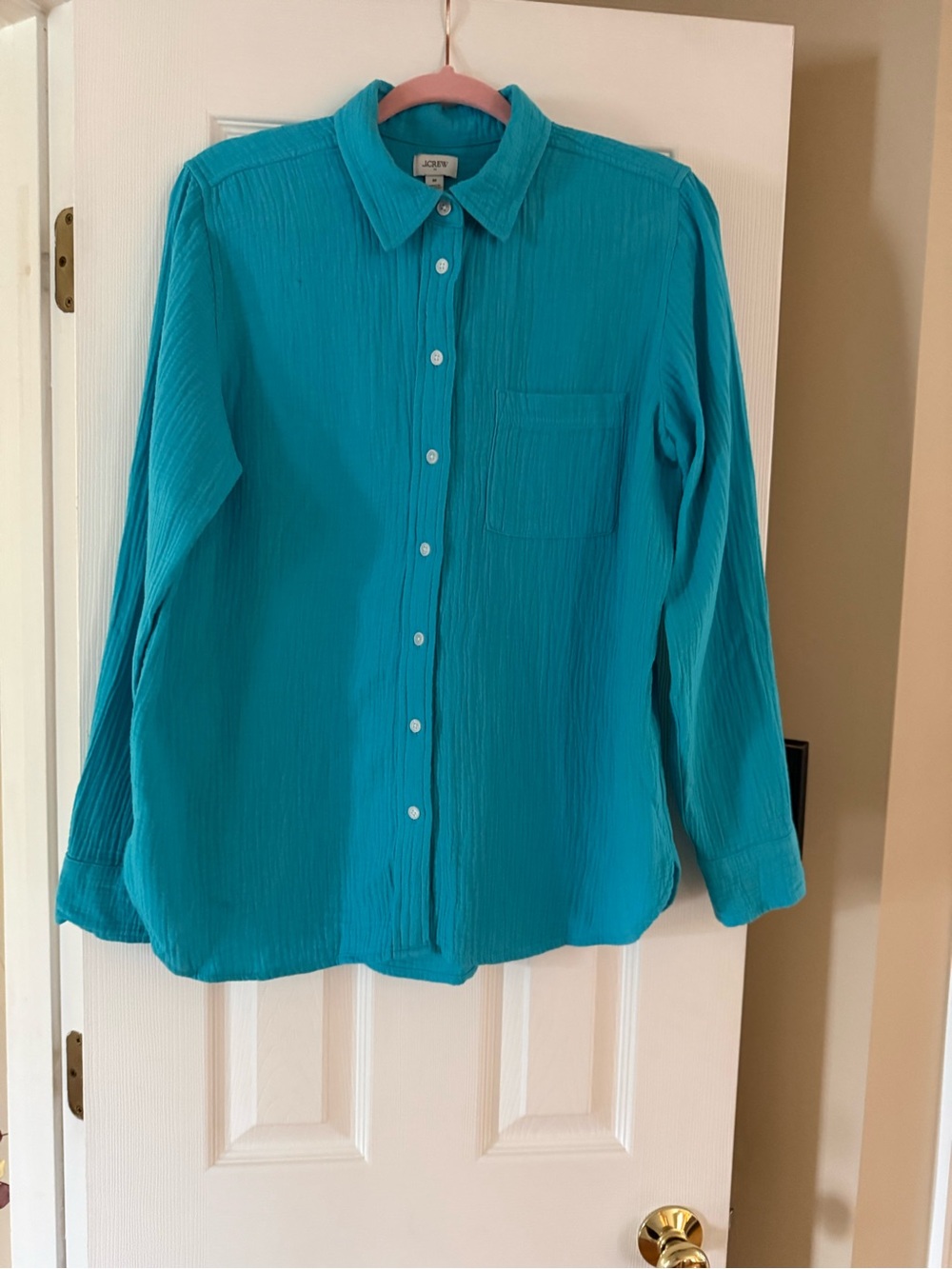 J. Crew Vibrant Teal Long-Sleeve Button-Down Shirt